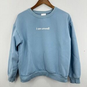 Barstool Sports I Am Unwell Blue Crewneck Sweatshirt Womens Large‎ Cozy Casual